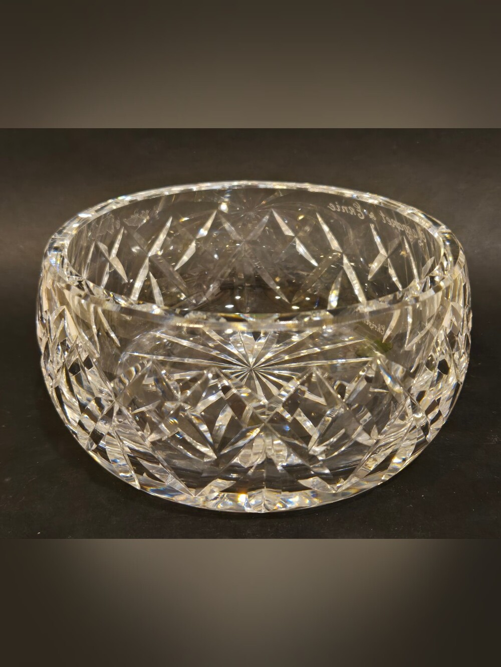 Vintage Waterford Cross Cut Crystal Cut Glass Serving Bowl - Clear